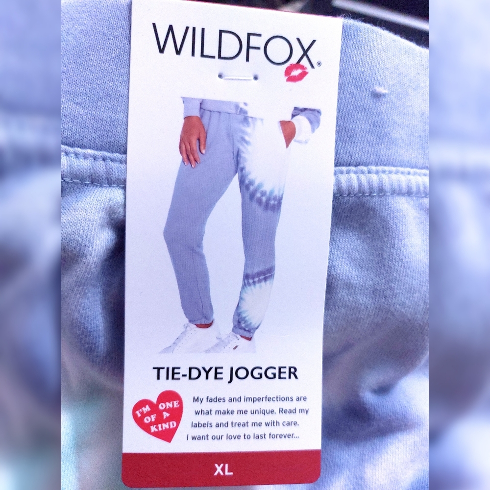 NWT Wildfox Womens Periwinkle Relaxed Easy Pull On Tie Dye Joggers MSRP $118 - Picture 6 of 7